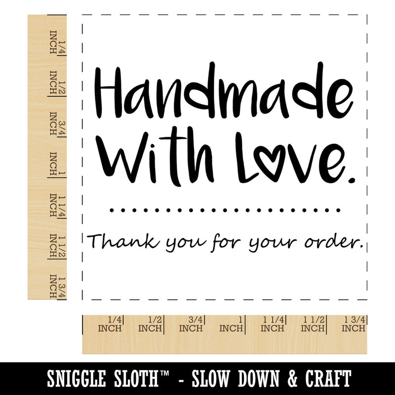 Handmade with Love Thank You For Your Order Square Rubber Stamp for Stamping Crafting