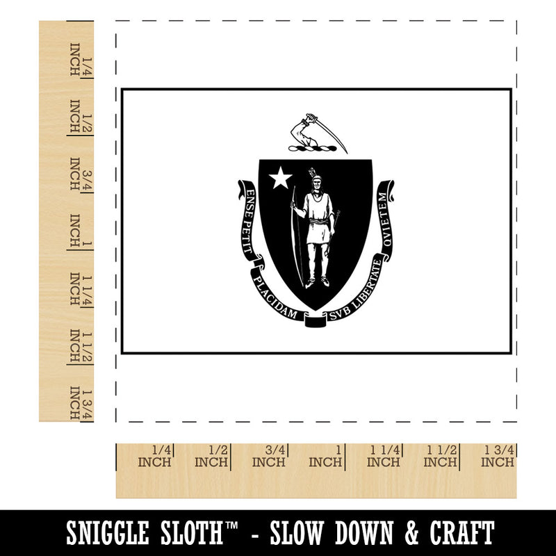 Massachusetts State Flag Square Rubber Stamp for Stamping Crafting