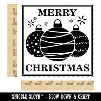 Merry Christmas Holiday Ornaments Square Rubber Stamp for Stamping Crafting