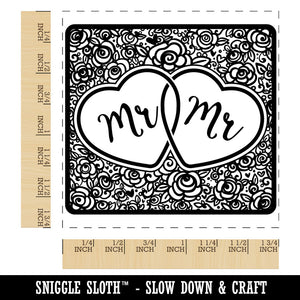 Mr & Mr Intertwined Hearts with Flower Background Wedding Square Rubber Stamp for Stamping Crafting