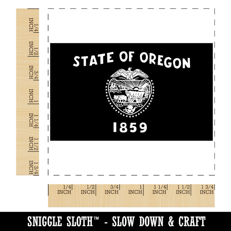 Oregon State Flag Square Rubber Stamp for Stamping Crafting