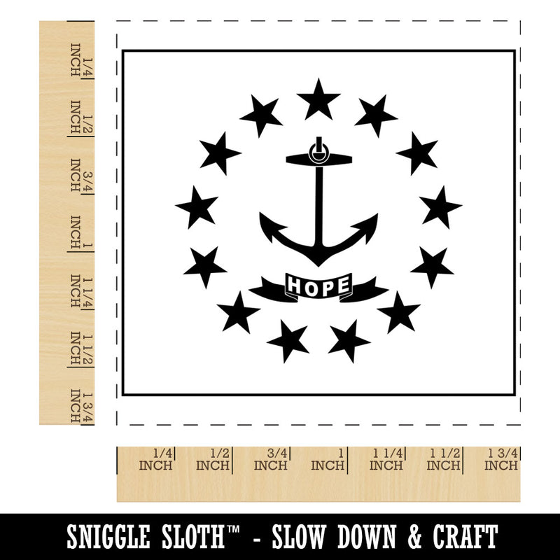 Rhode Island State Flag Square Rubber Stamp for Stamping Crafting