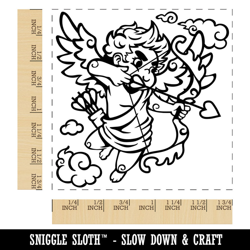 Cupid Shooting Love Arrow for Valentine's Day Square Rubber Stamp for Stamping Crafting