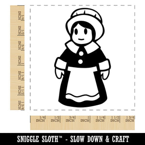 Cute Thanksgiving Pilgrim Girl Square Rubber Stamp for Stamping Crafting