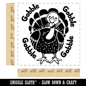 Cute Thanksgiving Turkey Gobble Square Rubber Stamp for Stamping Crafting