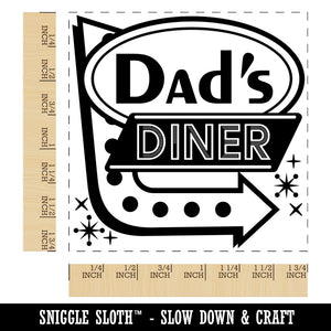 Dad's Retro Diner Sign with Arrow Square Rubber Stamp for Stamping Crafting