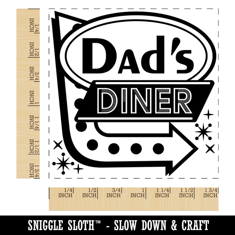 Dad's Retro Diner Sign with Arrow Square Rubber Stamp for Stamping Crafting