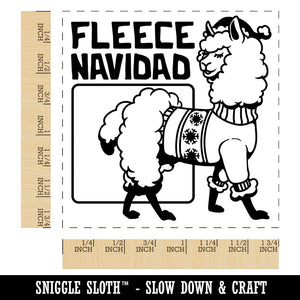 Fleece Navidad Christmas Alpaca Square Rubber Stamp for Stamping Crafting