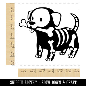 Halloween Puppy with Bone in Skeleton Costume Square Rubber Stamp for Stamping Crafting