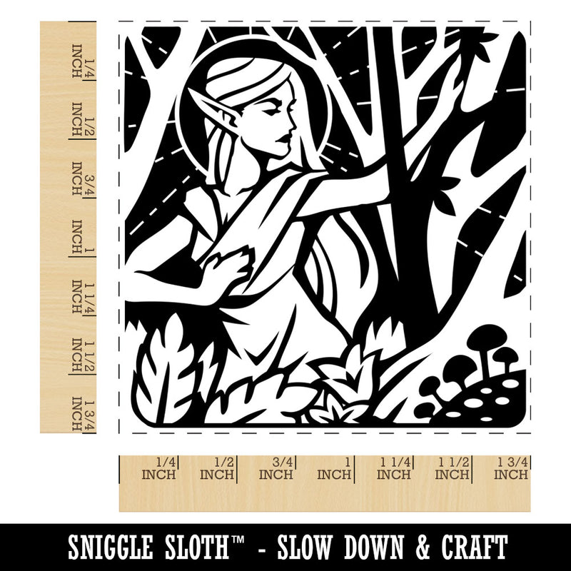 Nordic Elf Woman Mythology Fantasy Square Rubber Stamp for Stamping Crafting
