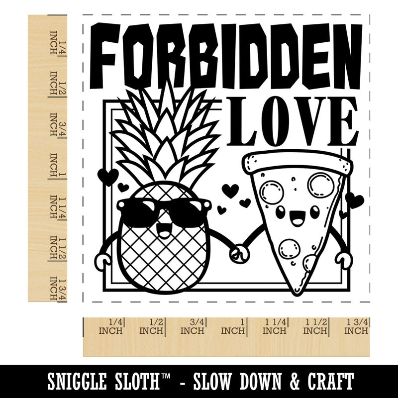 Pineapple and Pizza Forbidden Love Friends Square Rubber Stamp for Stamping Crafting