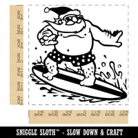 Surfing Santa Claus Christmas Square Rubber Stamp for Stamping Crafting