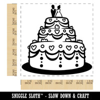 Wedding Cake with Bride and Groom Square Rubber Stamp for Stamping Crafting