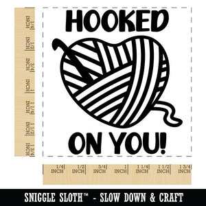 Crochet Hooked on You Heart Yarn Love Valentine's Day Square Rubber Stamp for Stamping Crafting
