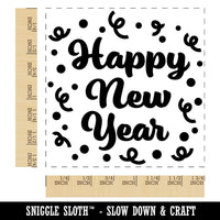 Happy New Year Confetti Square Rubber Stamp for Stamping Crafting