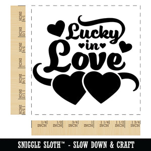 Lucky in Love with Hearts Anniversary Valentine's Day Square Rubber Stamp for Stamping Crafting