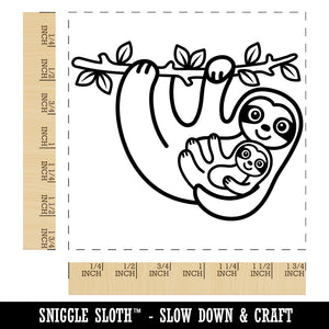 Mother and Baby Sloth Square Rubber Stamp for Stamping Crafting