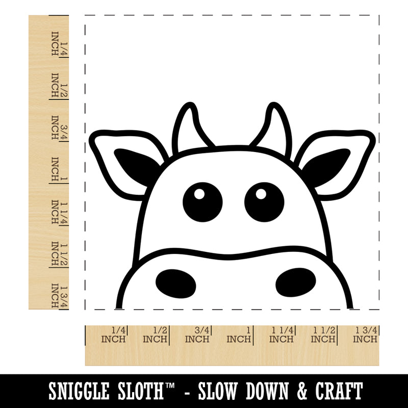 Peeking Cow Square Rubber Stamp for Stamping Crafting