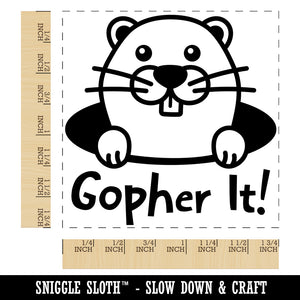 Peeking Gopher Go For It Square Rubber Stamp for Stamping Crafting