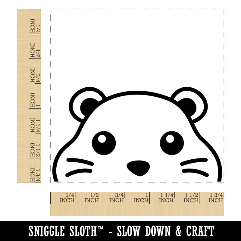 Peeking Hamster Gerbil Square Rubber Stamp for Stamping Crafting