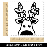 Peeking Reindeer with Lights Christmas Square Rubber Stamp for Stamping Crafting