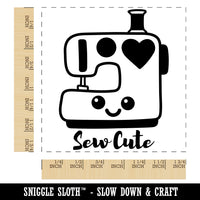 Sew Cute Kawaii Sewing Machine Square Rubber Stamp for Stamping Crafting
