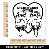 Significant Otter Other Holding Hands Love Anniversary Valentine's Day Square Rubber Stamp for Stamping Crafting