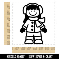 Stick Figure Winter Girl Square Rubber Stamp for Stamping Crafting