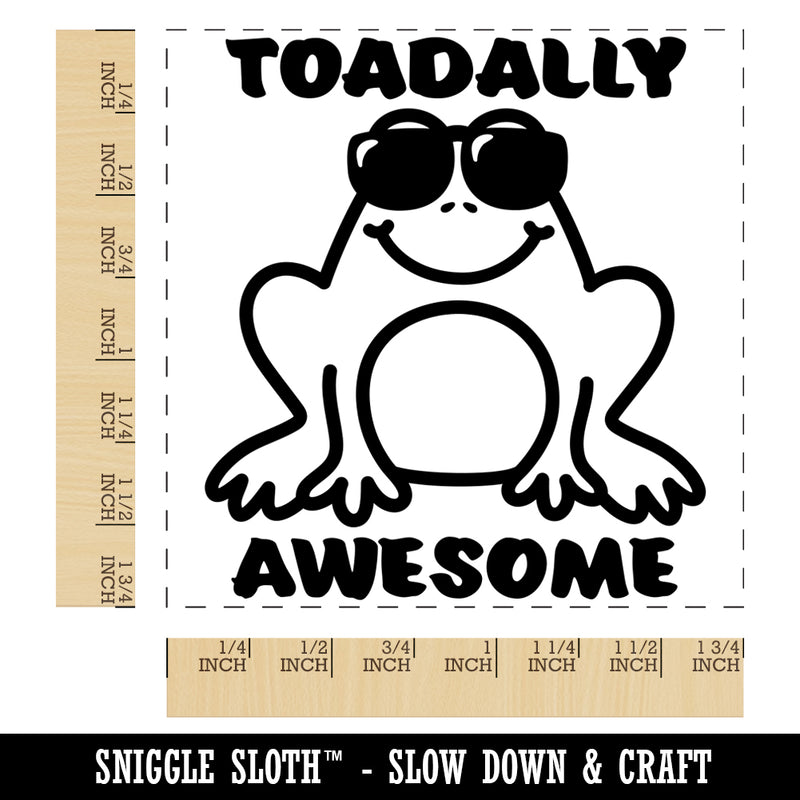 Toadally Totally Awesome Frog with Sunglasses Square Rubber Stamp for Stamping Crafting