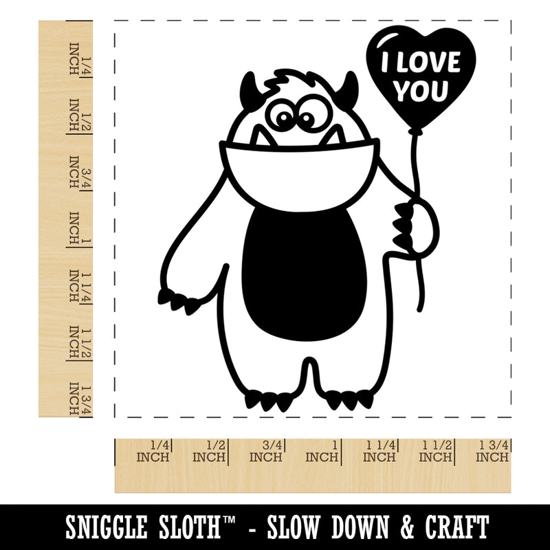 Valentine's Day Monster Heart Balloon I Love You Anniversary Square Rubber Stamp for Stamping Crafting