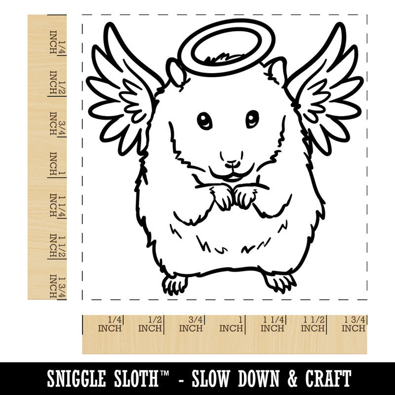 Angel Hamster Loss of Pet Square Rubber Stamp for Stamping Crafting
