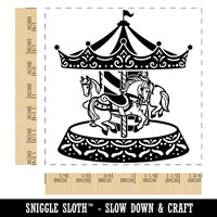 Carousel at a Carnival Fair Amusement Park Merry-Go-Round Square Rubber Stamp for Stamping Crafting