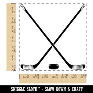 Crossed Hockey Sticks with Puck Square Rubber Stamp for Stamping Crafting