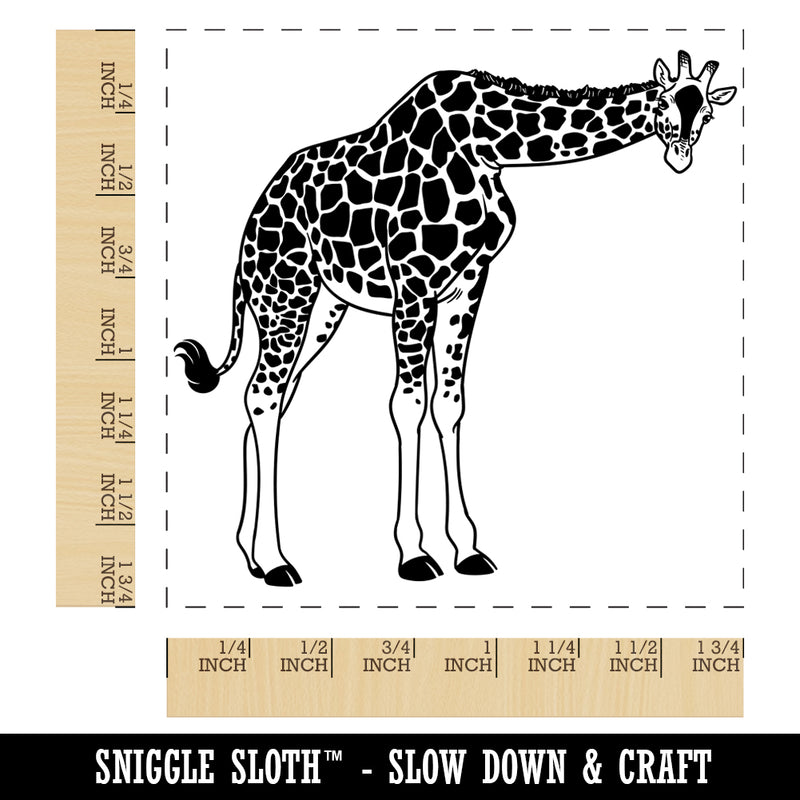 Curious African Giraffe Square Rubber Stamp for Stamping Crafting