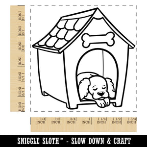 Dog Resting in Dog House Square Rubber Stamp for Stamping Crafting