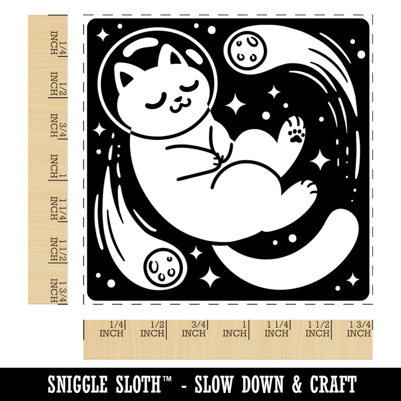 Dreamy Space Cat Square Rubber Stamp for Stamping Crafting