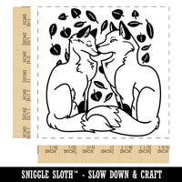 Foxes in Love Couple Anniversary Valentine's Day Square Rubber Stamp for Stamping Crafting