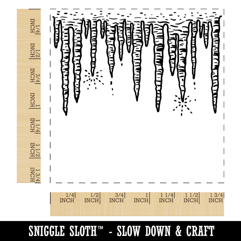 Hanging Winter Icicles Square Rubber Stamp for Stamping Crafting