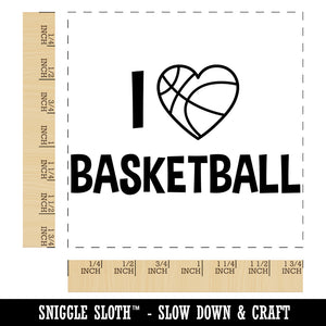 I Love Basketball Heart Shaped Ball Sports Square Rubber Stamp for Stamping Crafting