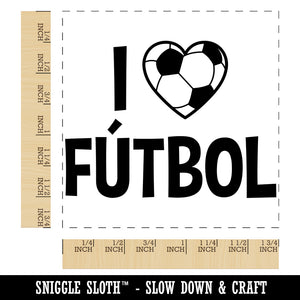 I Love Futbol Soccer Heart Shaped Ball Sports Square Rubber Stamp for Stamping Crafting