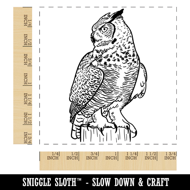 Regal Great Horned Owl Square Rubber Stamp for Stamping Crafting