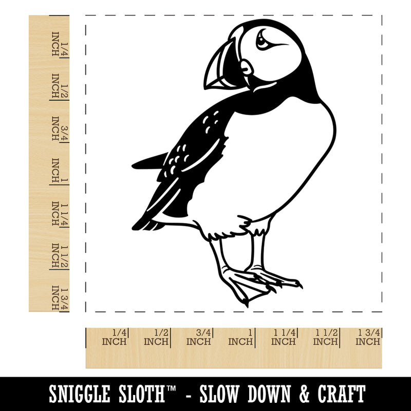 Shy Puffin Bird Square Rubber Stamp for Stamping Crafting