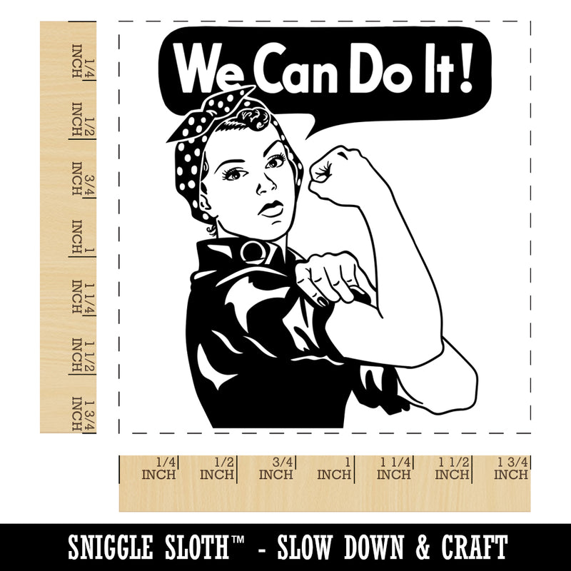 We Can Do It Rosie the Riveter Encouragement Square Rubber Stamp for Stamping Crafting