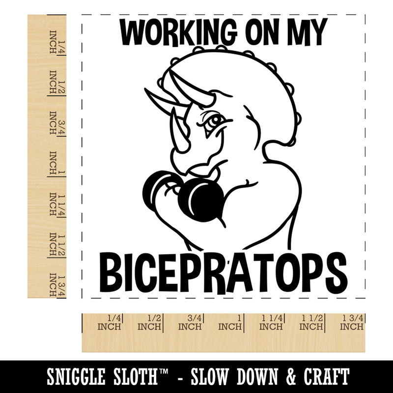 Working on My Bicepratops Triceratops Dinosaur Weightlifting Square Rubber Stamp for Stamping Crafting