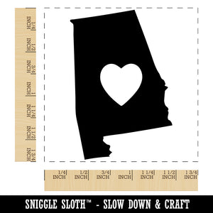 Alabama State with Heart Square Rubber Stamp for Stamping Crafting