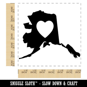 Alaska State with Heart Square Rubber Stamp for Stamping Crafting
