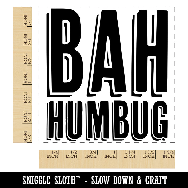 Bah Humbug Funny Christmas Greeting Square Rubber Stamp for Stamping Crafting