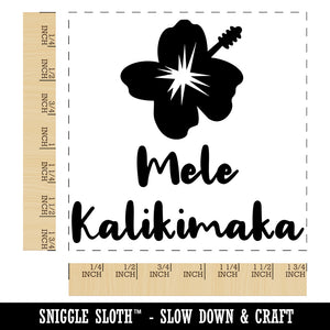 Mele Kalikimaka Hawaiian Merry Christmas Hibiscus Flower Square Rubber Stamp for Stamping Crafting