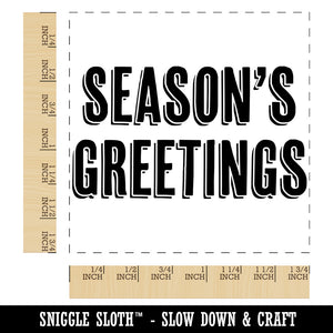 Season's Greetings Christmas Drop Shadow Text Square Rubber Stamp for Stamping Crafting