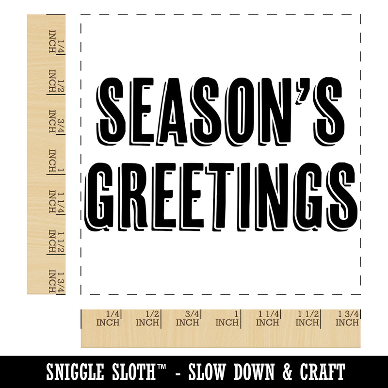 Season's Greetings Christmas Drop Shadow Text Square Rubber Stamp for Stamping Crafting